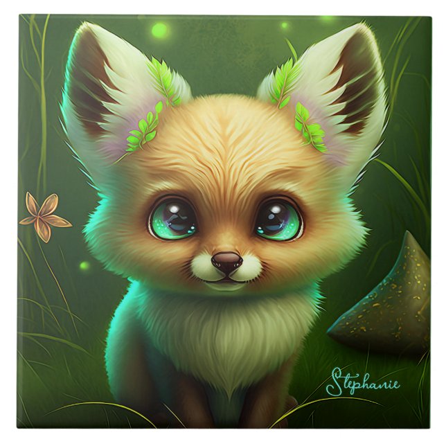 Raposa Cúbica E Flor Laranja Verde (Frente)