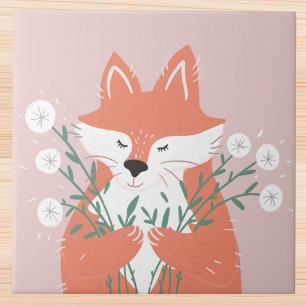 Raposa de Coral Whimsical com Dandelions