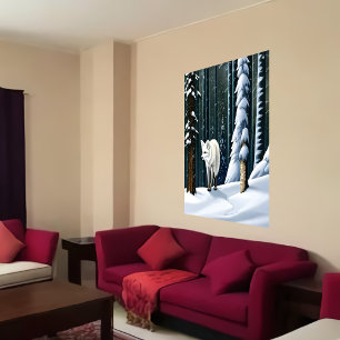 Raposa-de-neve bonita e bonita AI Art Poster