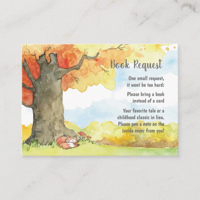 Raposa dormindo sob um cartão de solicitação de li (Frente)