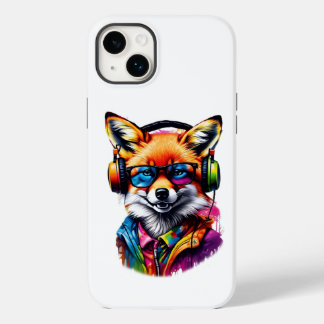 Raposa em fones de ouvido e óculos
