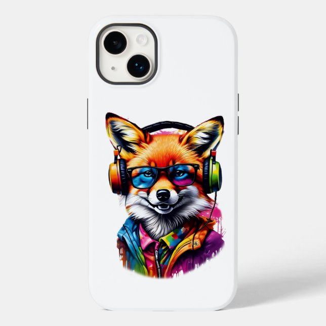 Raposa em fones de ouvido e óculos (Verso)