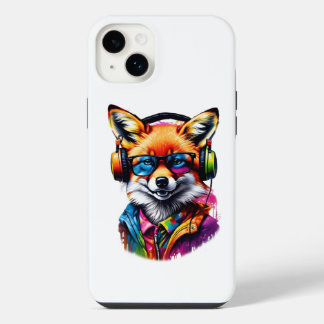 Raposa em fones de ouvido e óculos