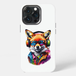 Raposa em fones de ouvido e óculos