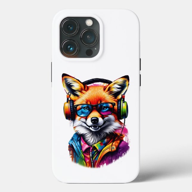 Raposa em fones de ouvido e óculos (Verso)