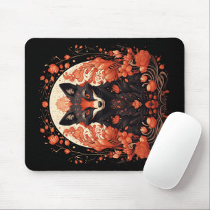 Raposa Gótica e Flores Mousepad
