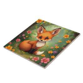Raposa marrom fofa na floresta