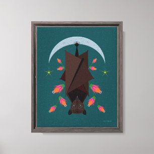 Raposa Voadora Teal 8x10 Canvas Giclée Impressão