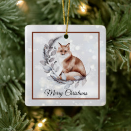 Raposas aquarela e neve ornamento de cerâmica de f