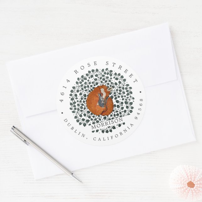 Raposinha da Floresta & Lebre | Etiqueta de Endere (Envelope)