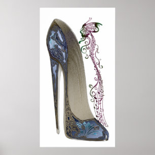 Rapsódia no poster azul da arte da música dos