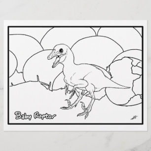 Raptor Bebê - Página de Coloração.