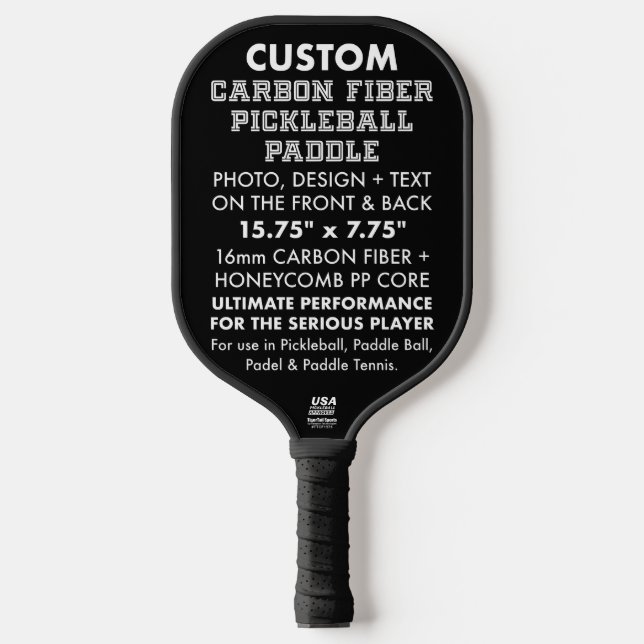 Raque de Paddleball em Fibra de Carbono Personaliz (Front)