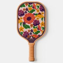 Raque de Pickleball com Monograma e Padrão Floral