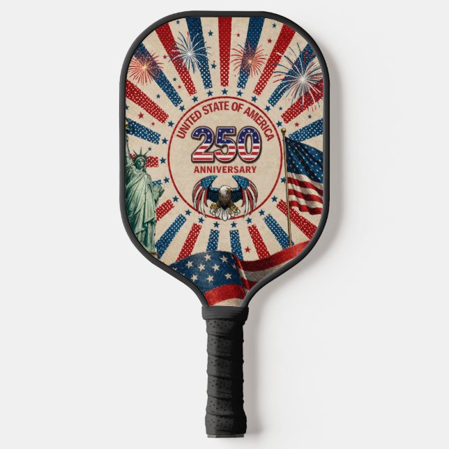 Raque de Pickleball de Aniversário de 250 anos dos (Front)