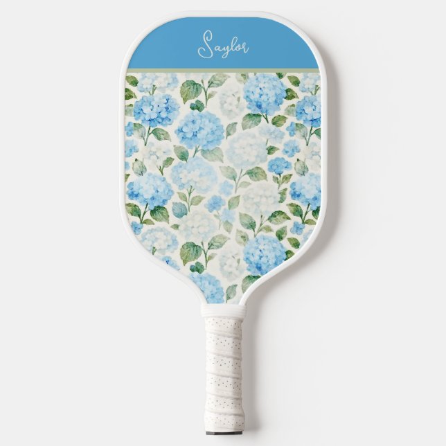 Raque de Pickleball Hidrangea Azul Aquarela Nome (Front)
