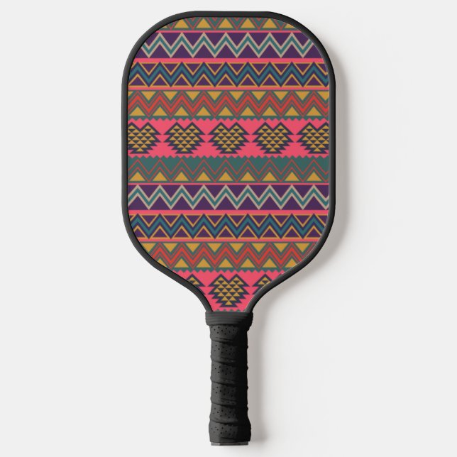 Raque de Pickleball Padrão Tribal Boho Asteca (Front)