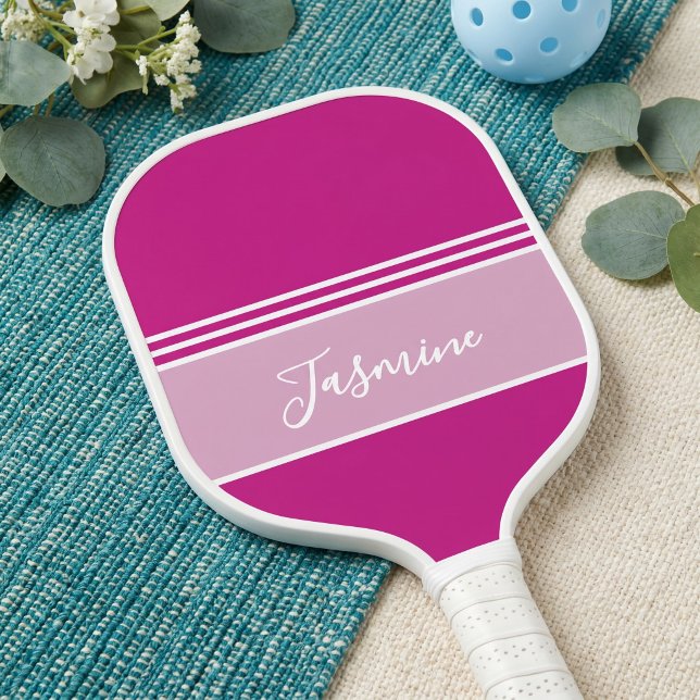 Raque de Pickleball Rosa Personalizada com Nome  (Criador carregado)