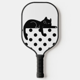 Raquete de Pickleball com Gatos Pontilhados Pretos
