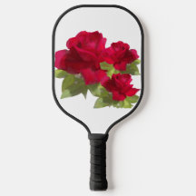 Raquete de Pickleball Rosa Vermelha em Aquarela