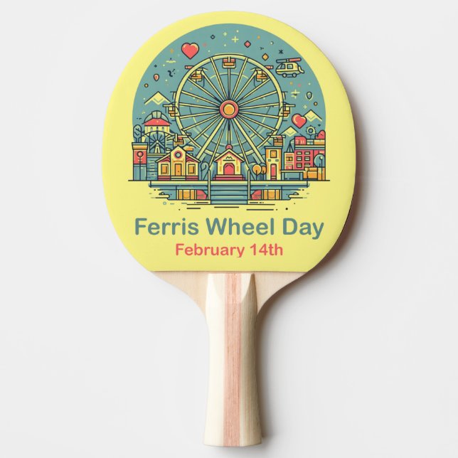 Raquete De Ping Pong 14 de Fev - Dia da Roda Ferris (Frente)