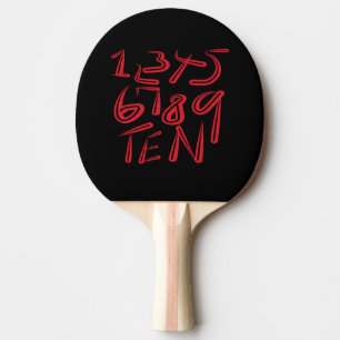 Raquete De Ping Pong 1 Através de Tipografia Dez em Preto Padrão Vermel