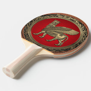 Raquete De Ping Pong [310] Touro Assírio - Dourado Lamaçu