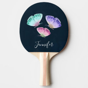 Raquete De Ping Pong 3 borboletas elegantes da aguarela