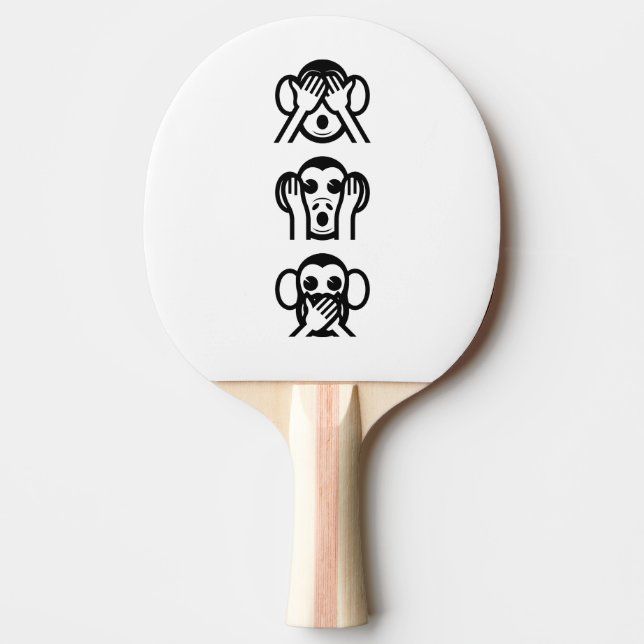 Raquete De Ping Pong 3 Macacos Sábios Emoji (Frente)