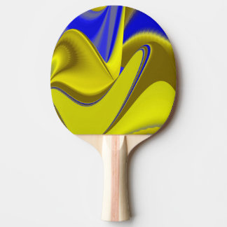 Raquete De Ping Pong 3D Abstract Rainbowart in Gold Yellow Blue