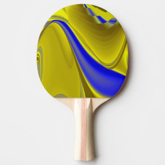 Raquete De Ping Pong 3D Abstract Rainbowart in Gold Yellow Blue