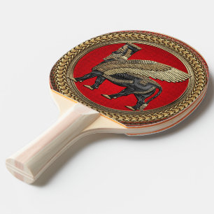 Raquete De Ping Pong [400] Touro Assírio: Lamaçu Dourado e Negro