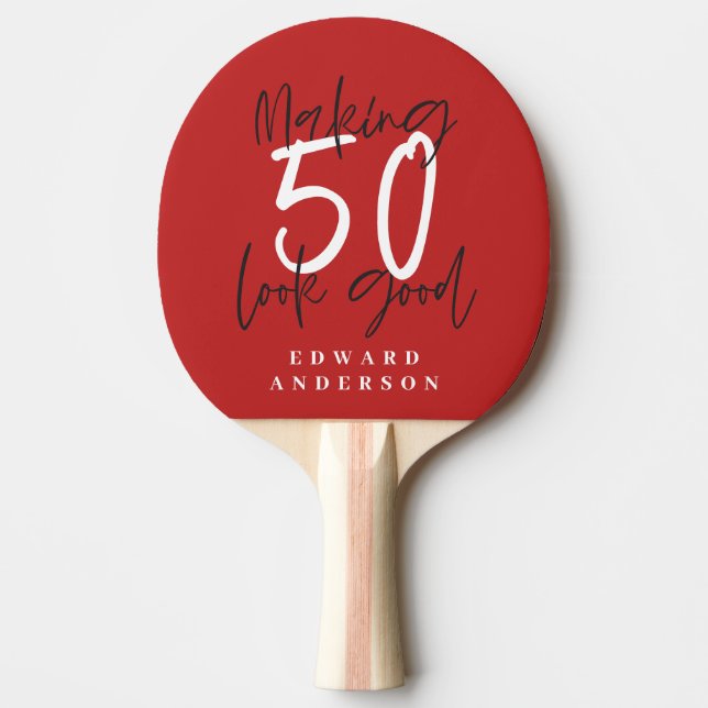 Raquete De Ping Pong 50º aniversário iniciais personalizadas de present (Frente)