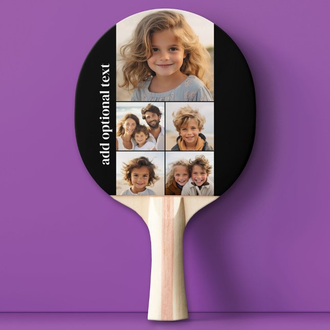 Raquete De Ping Pong 5 Colagem de Fotos - em fundo preto (Custom Pink Pong Paddle)