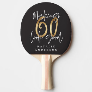 Raquete De Ping Pong 60º aniversário iniciais personalizadas de prese