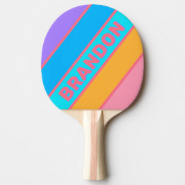 Raquete De Ping Pong 80s Negra Neon Sunrise com Nome
