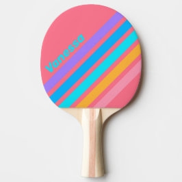 Raquete De Ping Pong 80s Neon Sunrise Angled Striping with Name