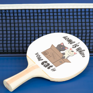 Raquete De Ping Pong A citação engraçada de Home é onde seu gato está