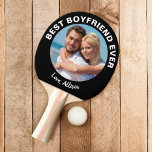 Raquete De Ping Pong A melhor foto de Namorado alguma vez preta<br><div class="desc">Dê ao melhor namorado de todos os tempos um presente divertido com este remo preto de pingue-pongue personalizado com a sua foto,  "Melhor Namorado Nunca" e o seu nome no fundo de um roteiro branco.</div>