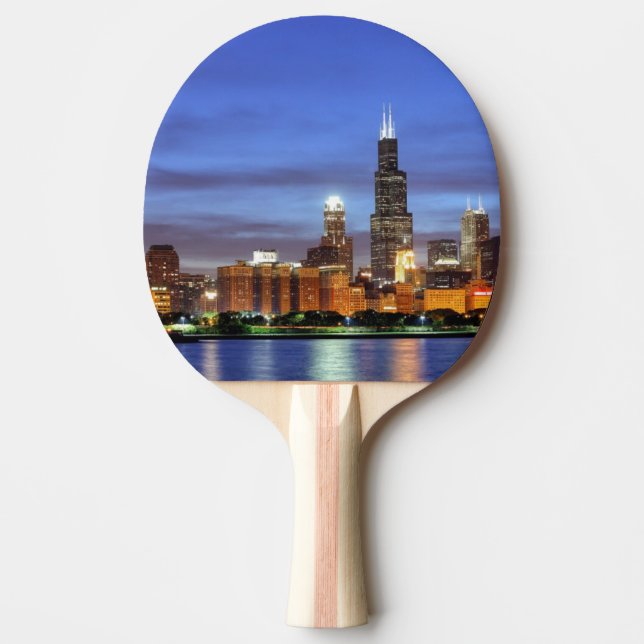 Raquete De Ping Pong A skyline de Chicago do planetário de Adler (Frente)