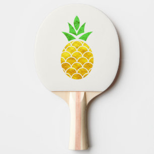 Raquete De Ping Pong Abacaxi Geométrico Dourado de Folha de Verão Per
