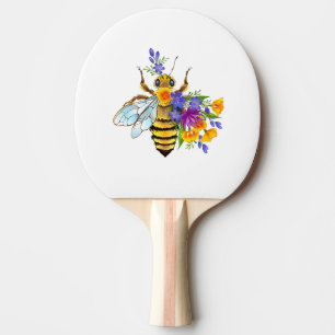 Raquete De Ping Pong Abelha flor com plantas silvestres