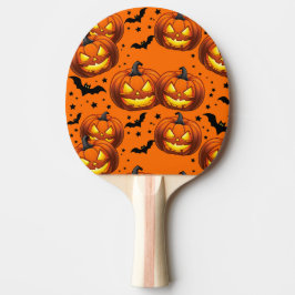 Raquete De Ping Pong Abóbora-de-Halloween e Morcegos
