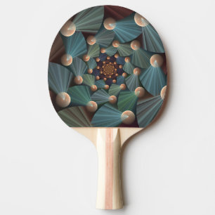 Raquete De Ping Pong Abstrato, Arte Fractal Com Profundidade De Azul De