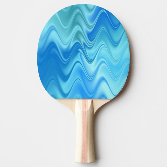 Raquete De Ping Pong Abstrato Azul Ondulado (Frente)
