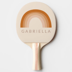 Raquete De Ping Pong Abstrato Boho 70s Rainbow Terracotta Personalizado
