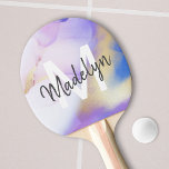 Raquete De Ping Pong Abstrato de Aquarela Roxa Monograma de luxo Rústic<br><div class="desc">Personalize facilmente este estilo glamouroso,  abstrato lilac,  tinta aquática e fundo de pulverização em ouro falso,  com os seus detalhes personalizados.</div>