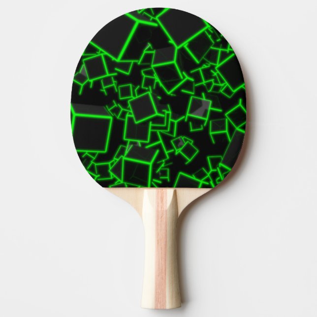 Raquete De Ping Pong Abstrato de Cubos Verdes (Frente)