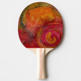 Raquete De Ping Pong Abstrato de Padrão Bonito De Cores De Água E Tinta