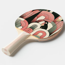 Raquete De Ping Pong Abstrato Geométrico Coral Rosa - Arte Deco Penguin